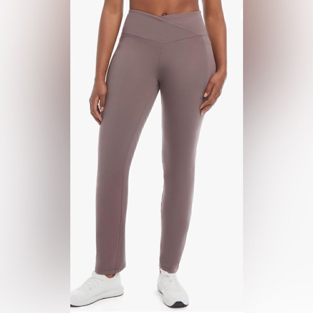 Danskin Studio Cross Waist Flare Leggings in Plum Truffle